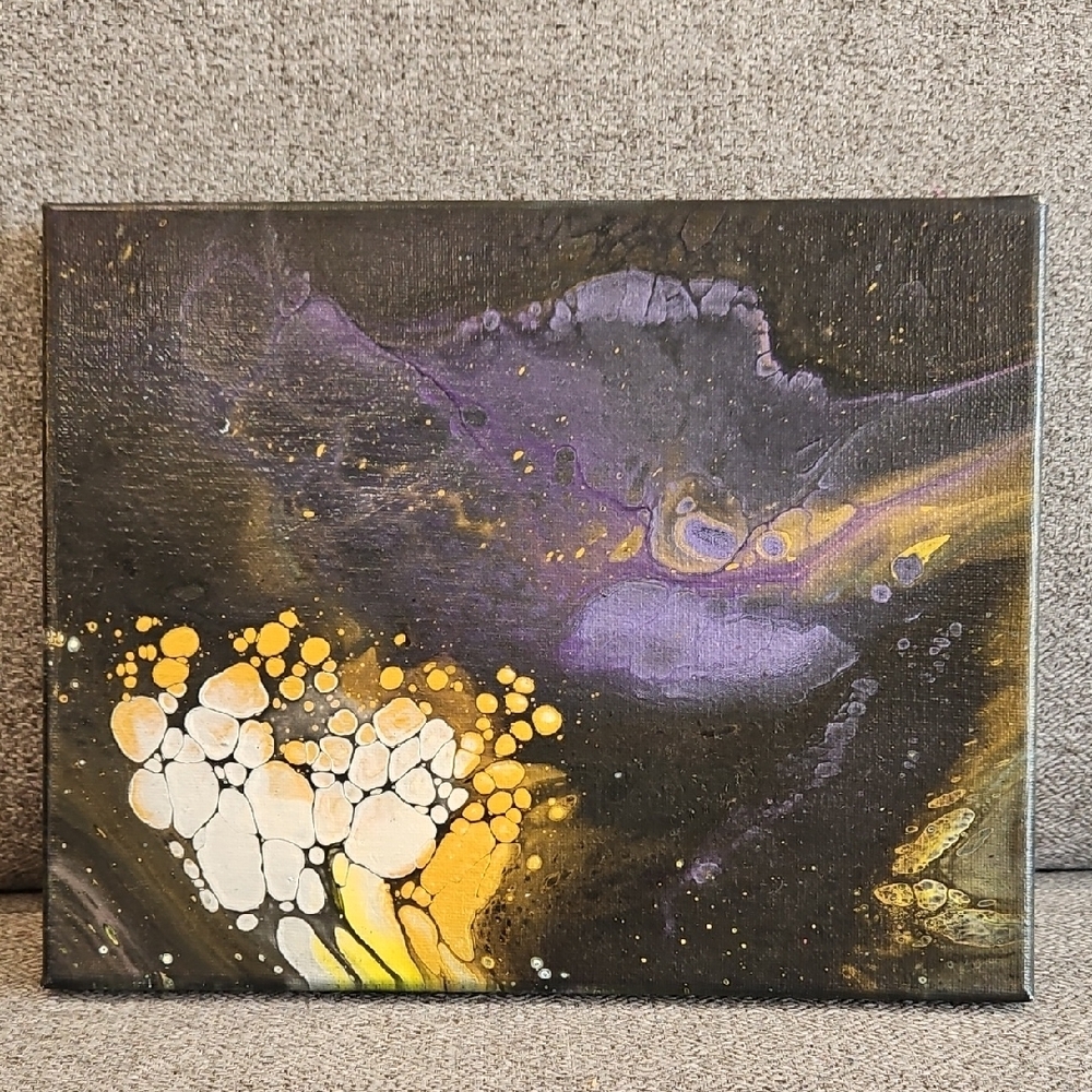Abstract Canvas Art in Purple and Gold
